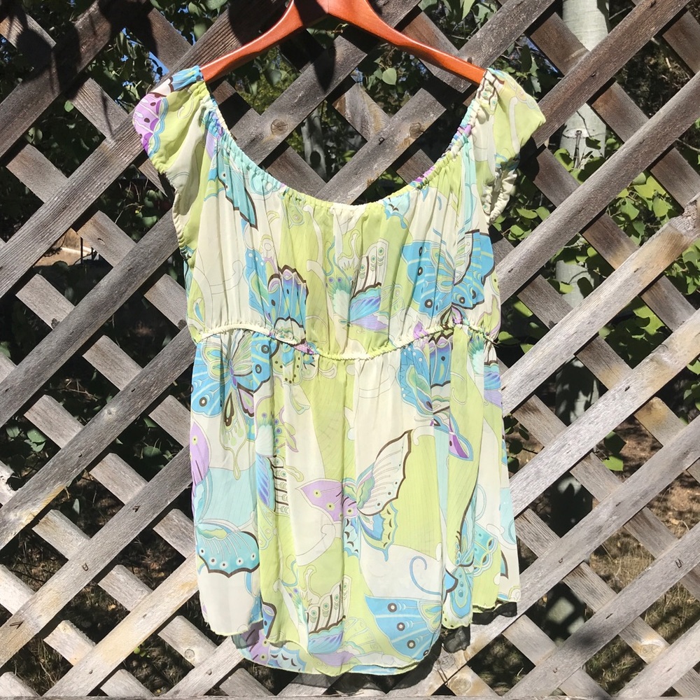 Y2k milkmaid butterfly top